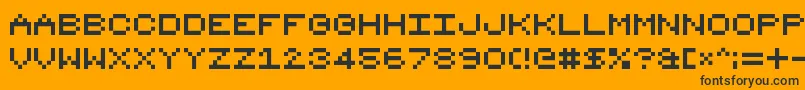 8bit16-Schriftart – Schwarze Schriften auf orangefarbenem Hintergrund