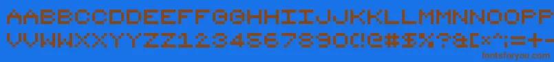 8bit16-Schriftart – Braune Schriften auf blauem Hintergrund