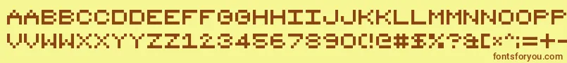 フォント8bit16 – 茶色の文字が黄色の背景にあります。