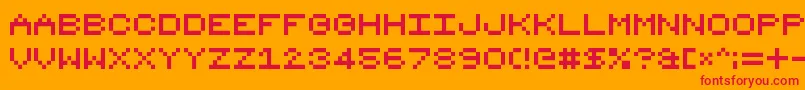 8bit16-Schriftart – Rote Schriften auf orangefarbenem Hintergrund