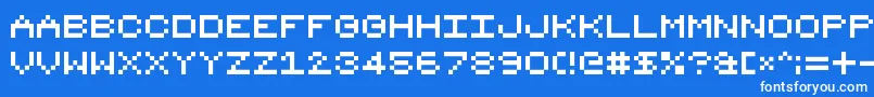 8bit16-Schriftart – Weiße Schriften auf blauem Hintergrund