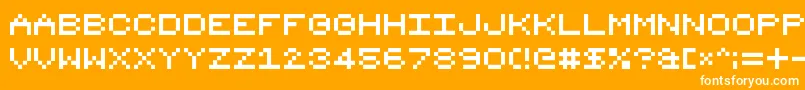 8bit16-Schriftart – Weiße Schriften auf orangefarbenem Hintergrund