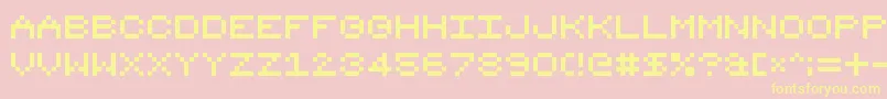 8bit16-Schriftart – Gelbe Schriften auf rosa Hintergrund