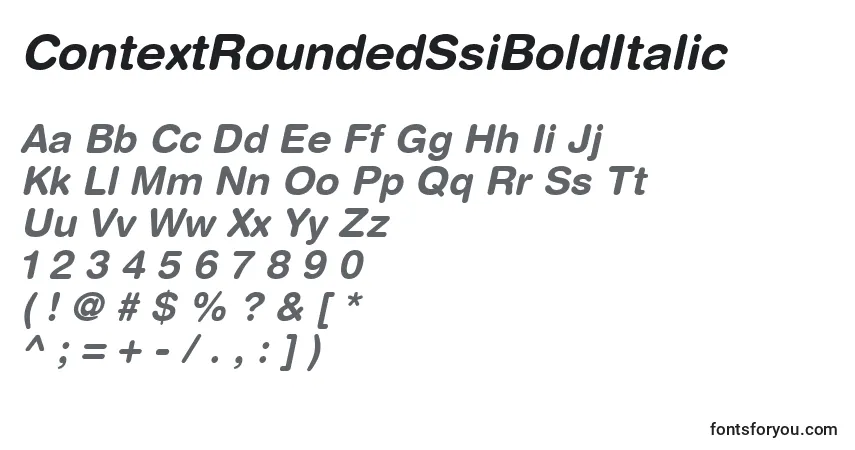 Fuente ContextRoundedSsiBoldItalic - alfabeto, números, caracteres especiales