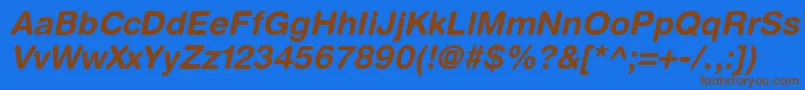 フォントContextRoundedSsiBoldItalic – 茶色の文字が青い背景にあります。