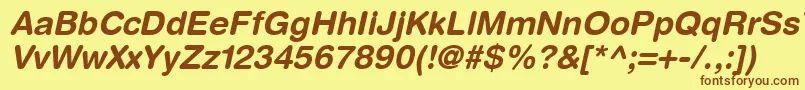 フォントContextRoundedSsiBoldItalic – 茶色の文字が黄色の背景にあります。