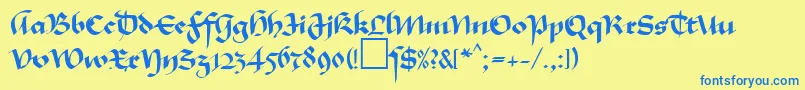 MaGkursiv1Db Font – Blue Fonts on Yellow Background