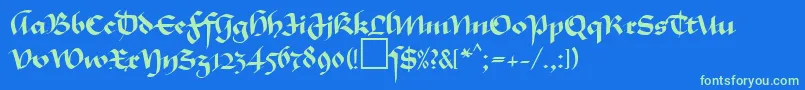 MaGkursiv1Db Font – Green Fonts on Blue Background