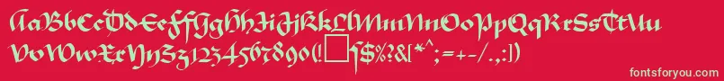 フォントMaGkursiv1Db – 赤い背景に緑の文字