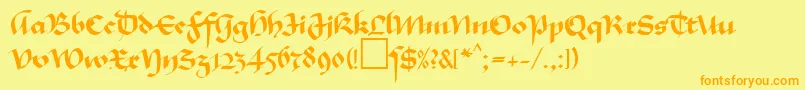 MaGkursiv1Db Font – Orange Fonts on Yellow Background