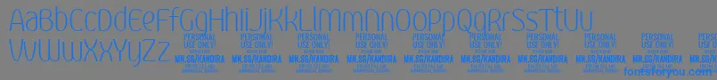 KandiraXligPersonalUse-Schriftart – Blaue Schriften auf grauem Hintergrund