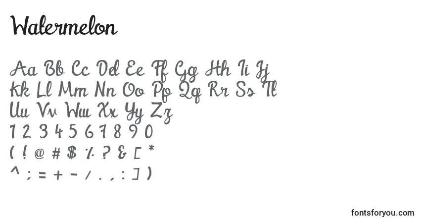 Шрифт Watermelon – алфавит, цифры, специальные символы