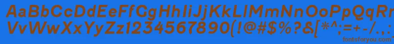 フォントFenwickrgBolditalic – 茶色の文字が青い背景にあります。