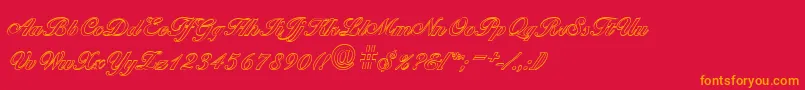 BallantinesoutlineBold-Schriftart – Orangefarbene Schriften auf rotem Hintergrund