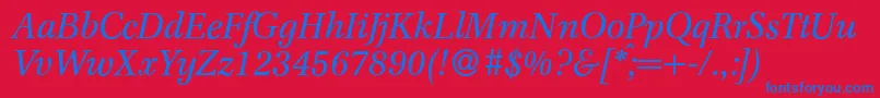 F820RomanItalic Font – Blue Fonts on Red Background