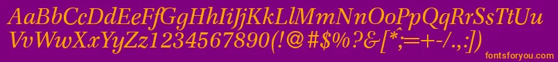 F820RomanItalic Font – Orange Fonts on Purple Background