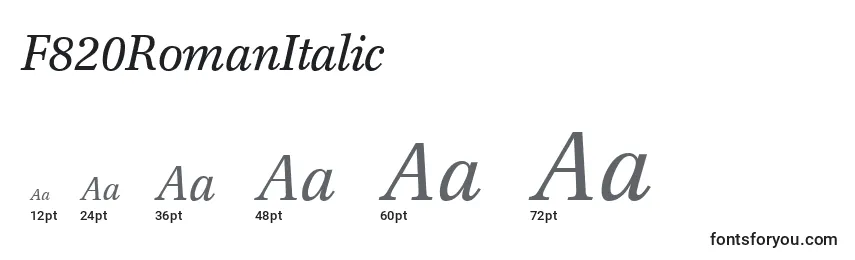 F820RomanItalic Font Sizes