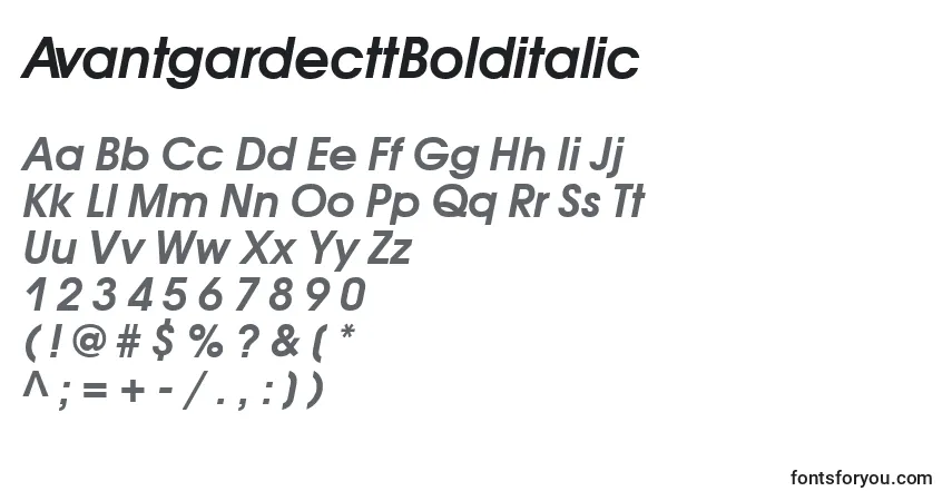 Schriftart AvantgardecttBolditalic – Alphabet, Zahlen, spezielle Symbole