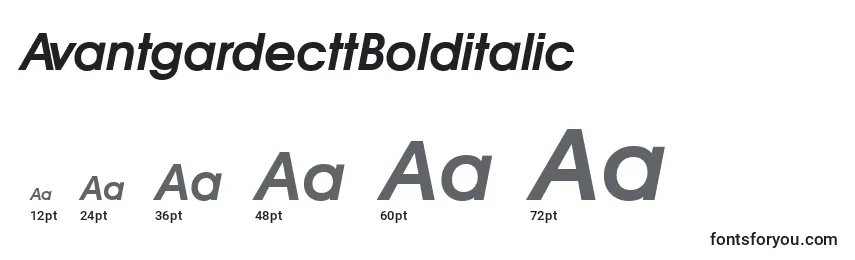 Размеры шрифта AvantgardecttBolditalic