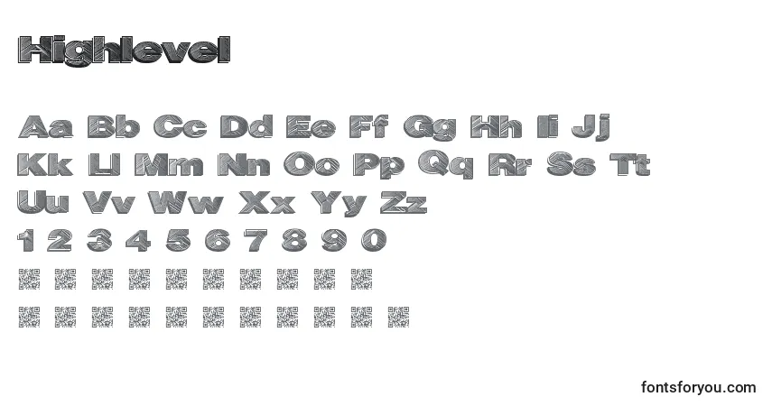 A fonte Highlevel – alfabeto, números, caracteres especiais