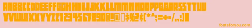 フォントBeethoven – オレンジの文字がピンクの背景にあります。