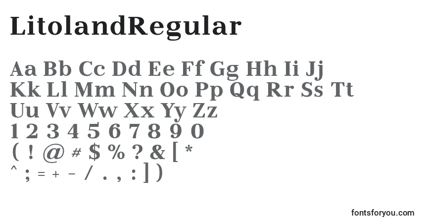 Schriftart LitolandRegular – Alphabet, Zahlen, spezielle Symbole