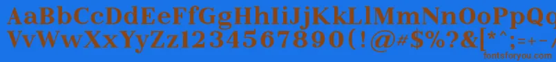 フォントLitolandRegular – 茶色の文字が青い背景にあります。