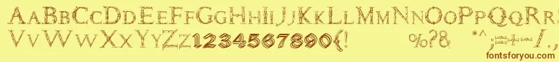 Daemones-Schriftart – Braune Schriften auf gelbem Hintergrund