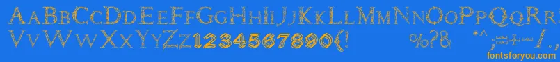 Daemones Font – Orange Fonts on Blue Background