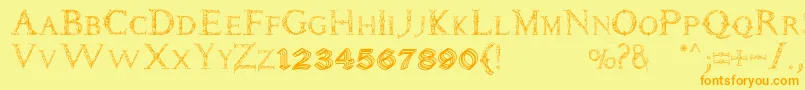 More about Daemones Font Daemones Font – Orange Fonts on Yellow Background