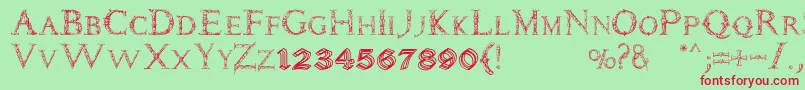 Daemones-Schriftart – Rote Schriften auf grünem Hintergrund