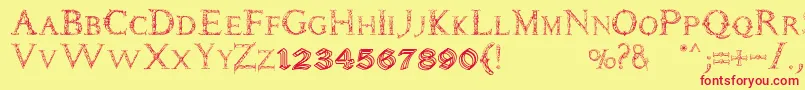 Daemones Font – Red Fonts on Yellow Background