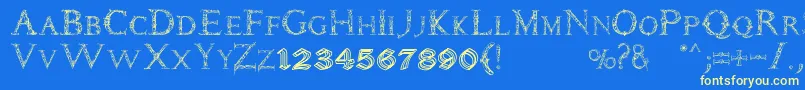 フォントDaemones – 黄色の文字、青い背景