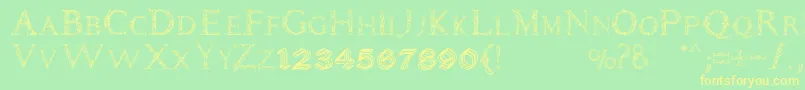 Daemones Font – Yellow Fonts on Green Background