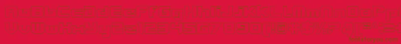 VideotechClosedoutline-Schriftart – Braune Schriften auf rotem Hintergrund