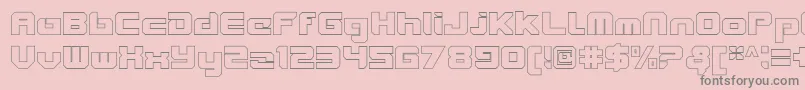 VideotechClosedoutline-Schriftart – Graue Schriften auf rosa Hintergrund