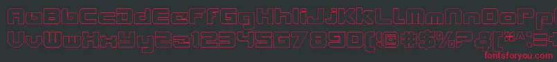 Fonte VideotechClosedoutline – fontes vermelhas em um fundo preto