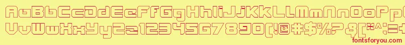 VideotechClosedoutline Font – Red Fonts on Yellow Background