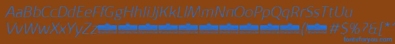 KabrioAlternateExtralightItalicTrial Font – Blue Fonts on Brown Background