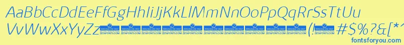 KabrioAlternateExtralightItalicTrial Font – Blue Fonts on Yellow Background