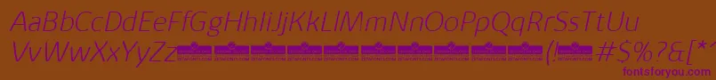 KabrioAlternateExtralightItalicTrial Font – Purple Fonts on Brown Background