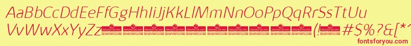 KabrioAlternateExtralightItalicTrial Font – Red Fonts on Yellow Background