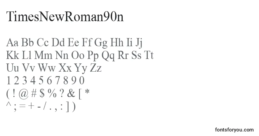 Czcionka TimesNewRoman90n – alfabet, cyfry, specjalne znaki