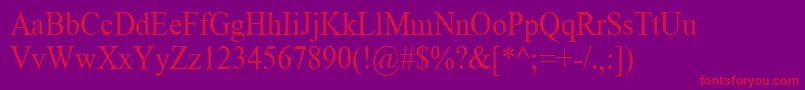 TimesNewRoman90n Font – Red Fonts on Purple Background