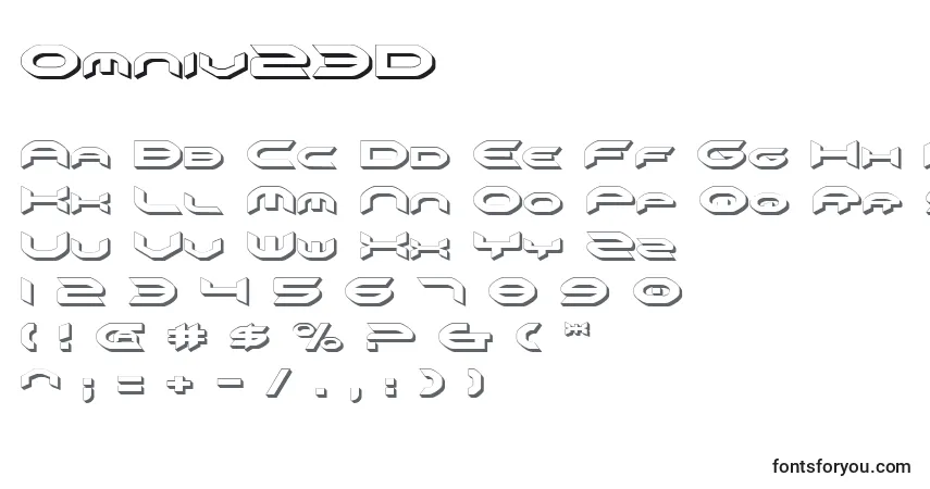 Schriftart Omniv23D – Alphabet, Zahlen, spezielle Symbole