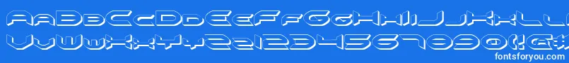 Omniv23D-Schriftart – Weiße Schriften auf blauem Hintergrund