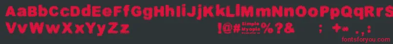 フォントSimpleMyopia – 黒い背景に赤い文字