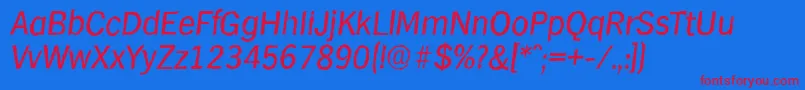 HamburgantiqueItalic-Schriftart – Rote Schriften auf blauem Hintergrund