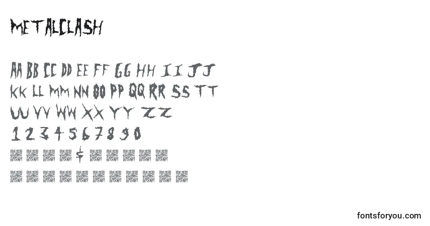 A fonte Metalclash – alfabeto, números, caracteres especiais