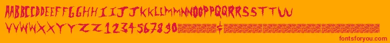 Metalclash-Schriftart – Rote Schriften auf orangefarbenem Hintergrund